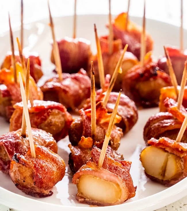 Bacon wrapped with water chestnuts