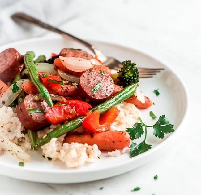 Smoky Roasted Sausage And Vegetables