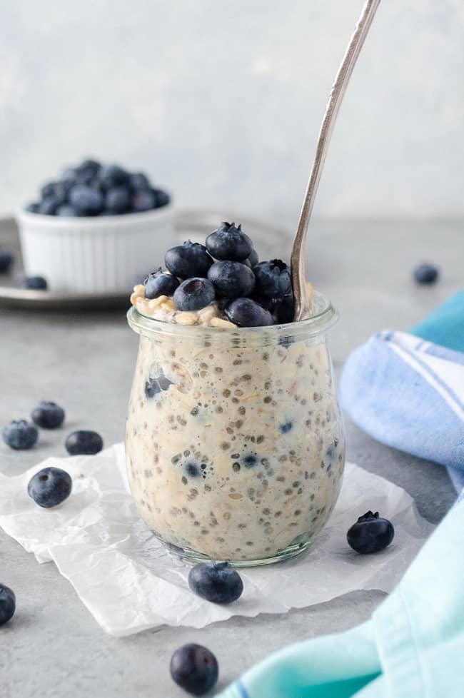 Overnight Oats with Blueberry Chia Jam