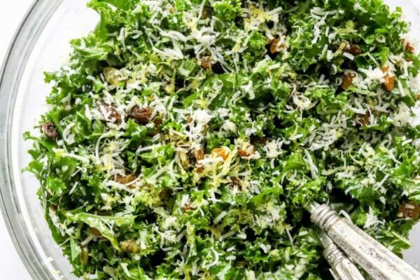 Making Easy Kale Salad With Fresh Lemon Dressing