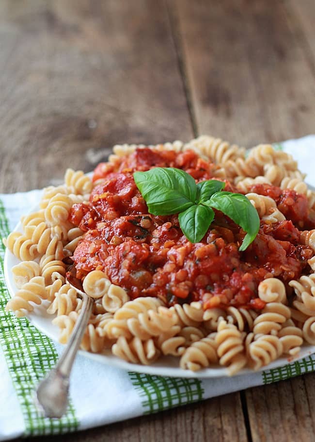 Spaghetti With Lentils Marinara Sauce (1)
