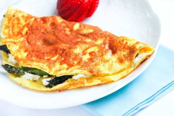 Make Creamy Asparagus and Goat Cheese Omelet for breakfast