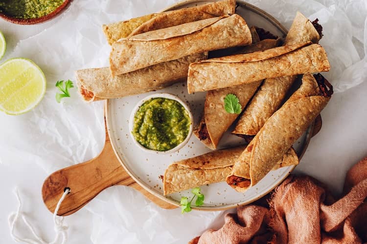 Baked green chile taquitos