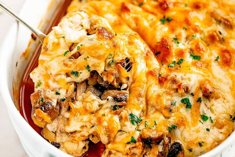 Easy Chicken Mushroom Casserole Recipe (Perfect weeknight Meal)