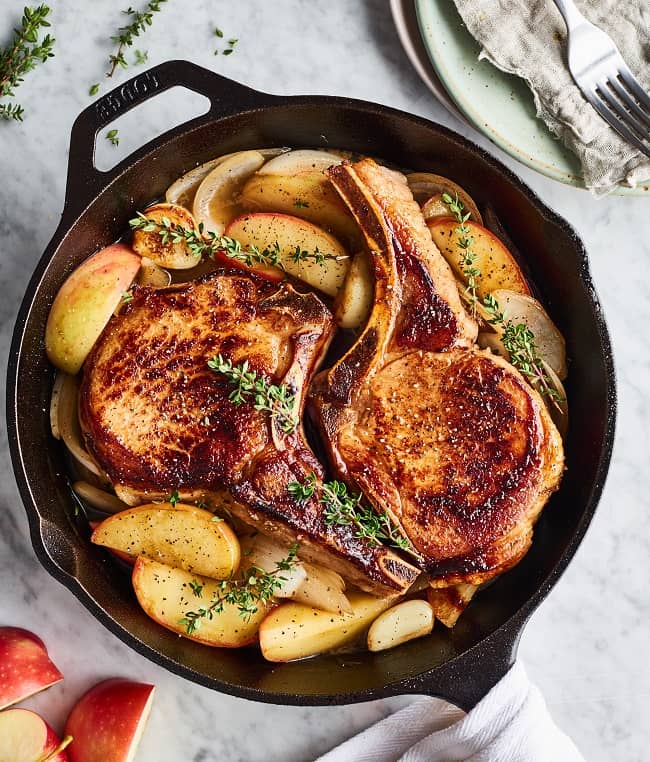 fried pork chops with apples