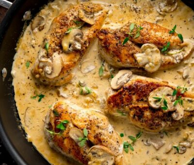 Chicken and Mushrooms In a Wine Sauce