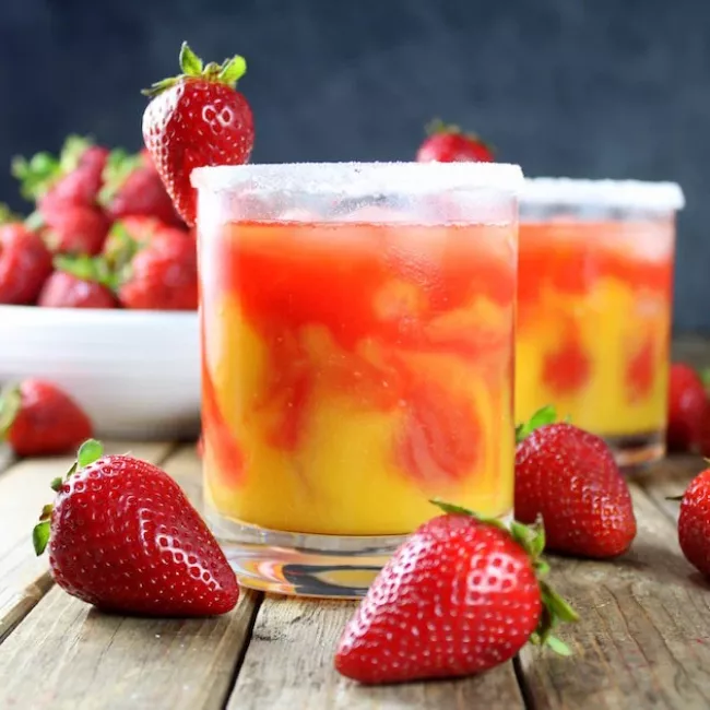 Frozen Strawberry And Mango Margaritas