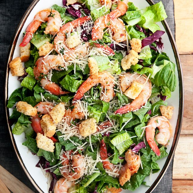 Garlic Shrimp Caesar Salad