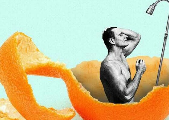 Eating oranges in the shower
