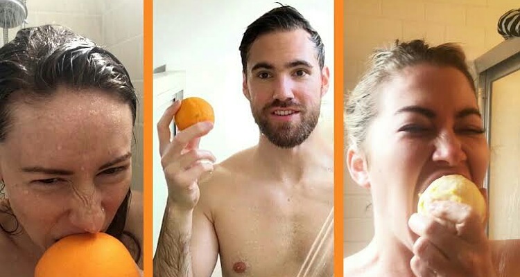 Eating oranges in the shower 